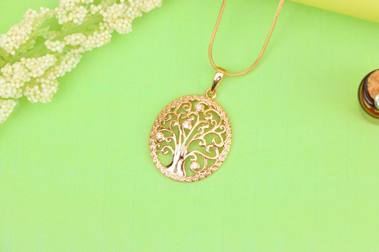 Rose Gold Tree of Life Pendant with Elegant Cutout and Crystals, XPPT1523 (2141-6)
