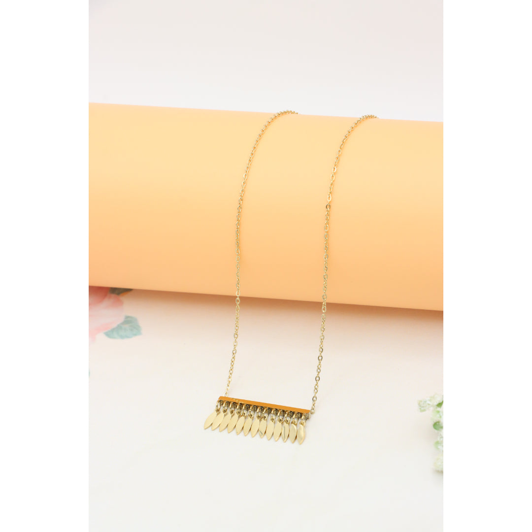 Minimalist Leaf Charm Yellow Necklace with Adjustable Gold Chain, XPNL0383 (2039-3)