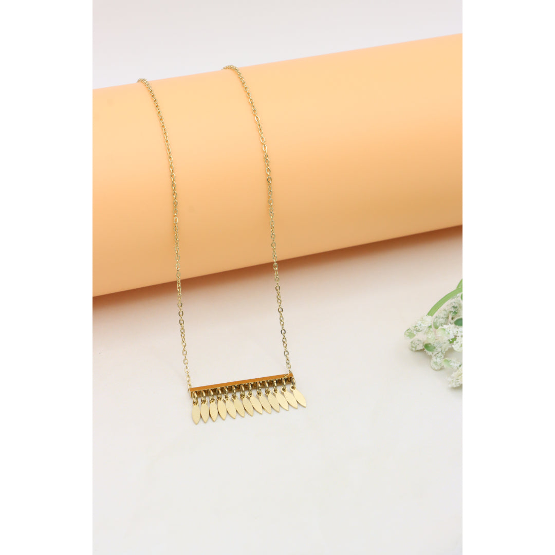 Minimalist Leaf Charm Yellow Necklace with Adjustable Gold Chain, XPNL0383 (2039-3)