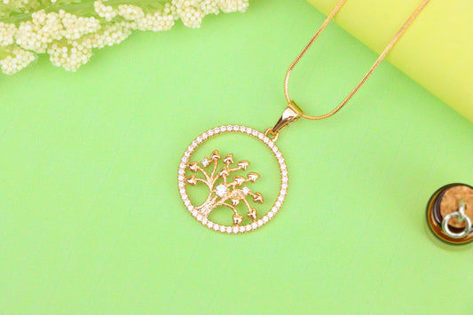 Elegant Rose Gold Tree of Life Pendant with Sparkling Crystal Frame, XPPT1524 (2141-7)