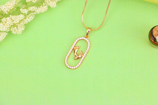 Rose Gold Baby Feet Pendant in Sparkling Oval Frame with CZ Accents, XPPT1528 (2142-1)