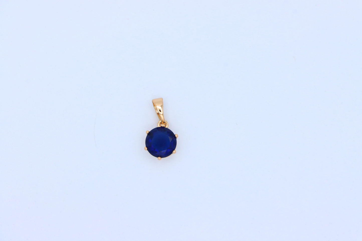 Royal Blue Round Pendant in Gold Finish for Elegant Everyday Style, XPPT1677 (2164-2)
