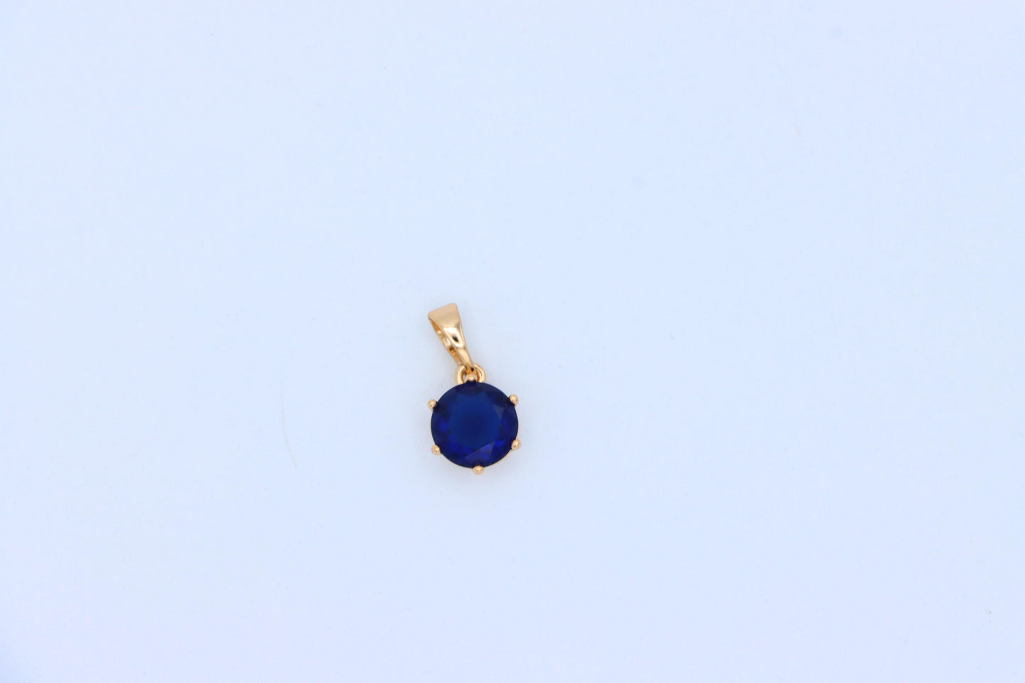 Royal Blue Round Pendant in Gold Finish for Elegant Everyday Style, XPPT1677 (2164-2)