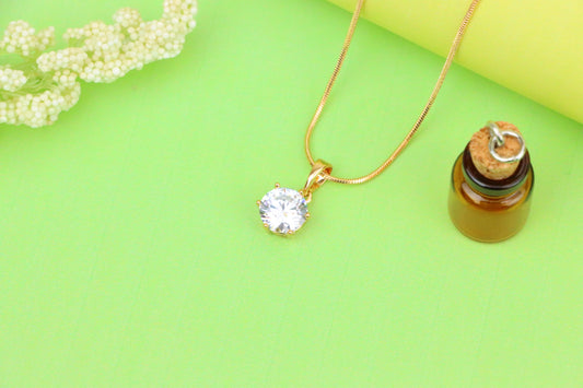 Sparkling White Round Pendant in Gold Finish for Daily Elegant Wear, XPPT1678 (2164-2)