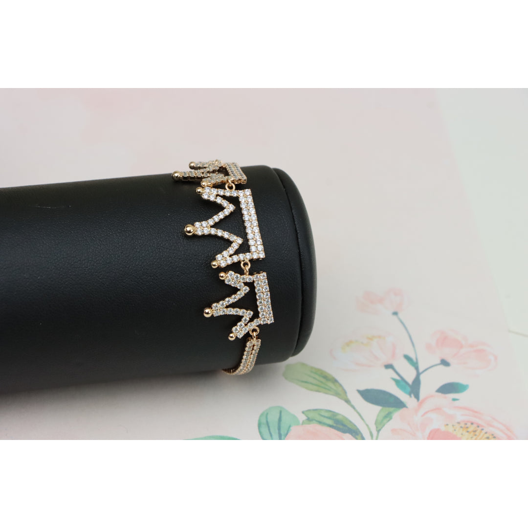 Rose Gold Crown Design Bracelet with Sparkling Zircon Accents, XPBL0833 (2084-2)