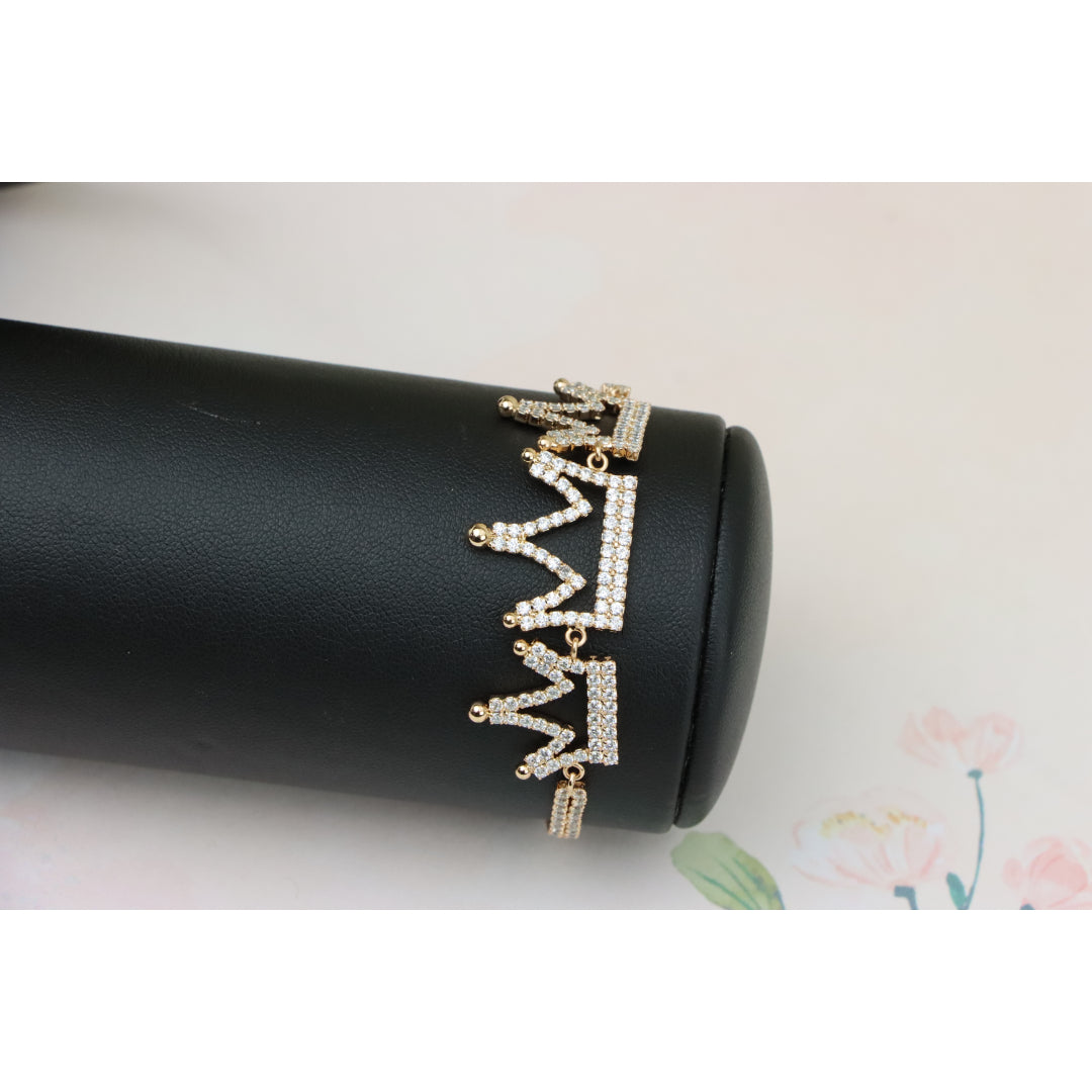 Rose Gold Crown Design Bracelet with Sparkling Zircon Accents, XPBL0833 (2084-2)