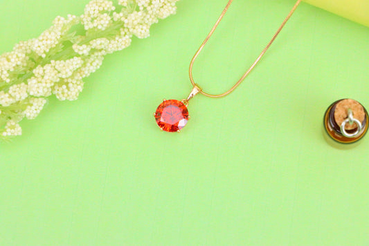 Brilliant Round Red Stone Rose Gold Pendant for Elegant Style, XPPT1534 (2142-7)