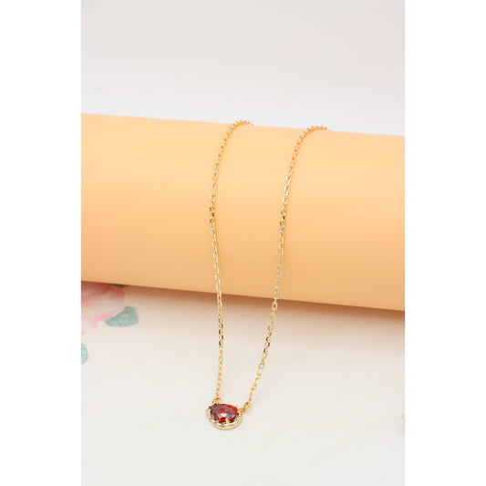 Rose Gold Plated Necklace with Red Teardrop Gemstone Pendant, XPNL0397 (2040-7)