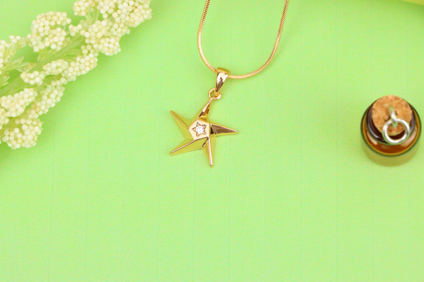 Shiny Rose Gold Star Pendant with Tiny Crystal Accent Center, XPPT1537 (2142-10)