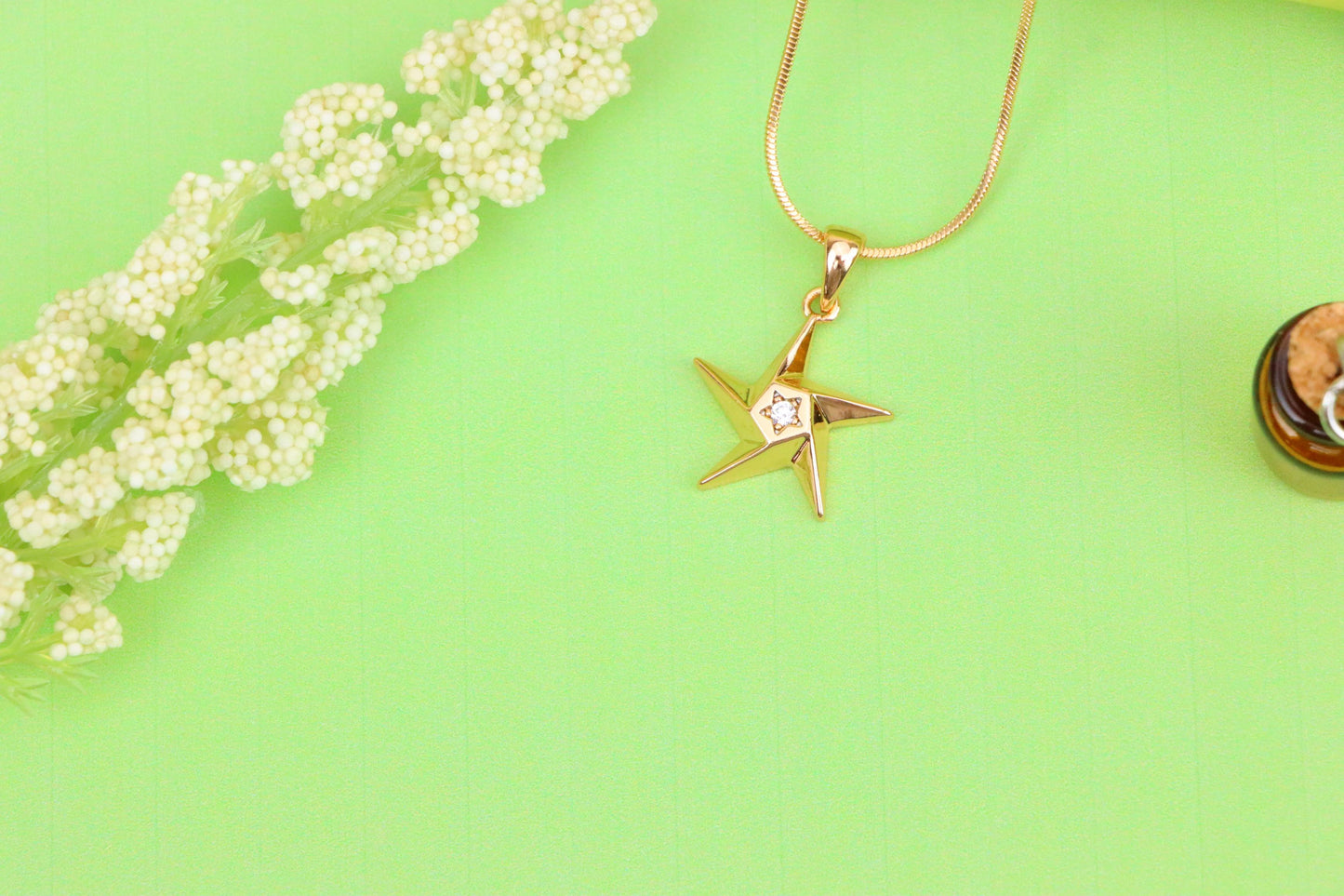 Shiny Rose Gold Star Pendant with Tiny Crystal Accent Center, XPPT1537 (2142-10)