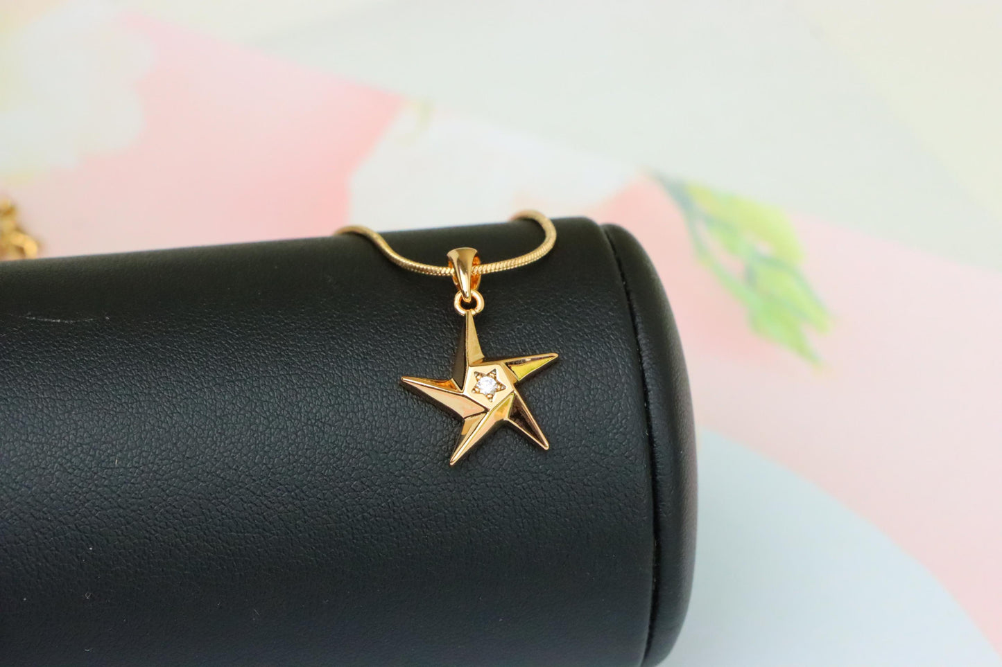 Shiny Rose Gold Star Pendant with Tiny Crystal Accent Center, XPPT1537 (2142-10)