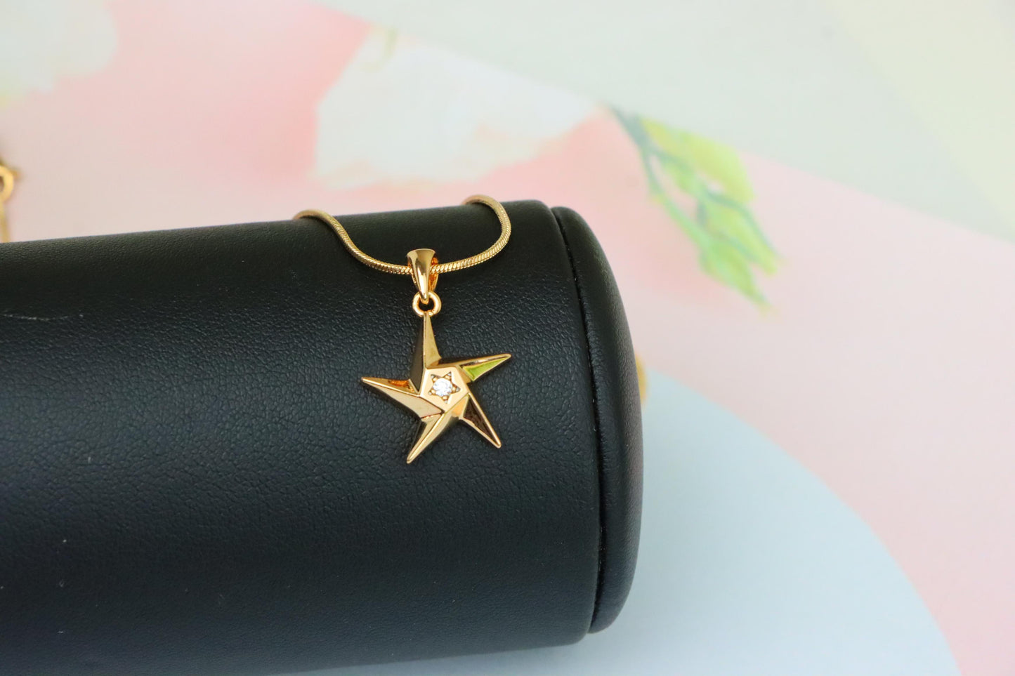 Shiny Rose Gold Star Pendant with Tiny Crystal Accent Center, XPPT1537 (2142-10)