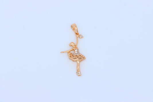 Graceful Rose Gold Ballerina Pendant with Sparkling Accents, XPPT1538 (2143-1)