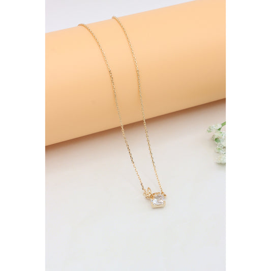 Elegant Rose Gold Necklace with Crystal Leaf Charm, XPNL0404 (2041-4)