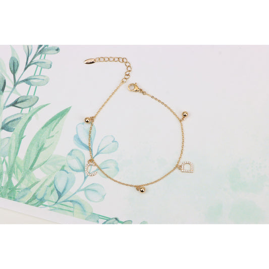 Delicate Rose Gold Bracelet with CZ Charms &amp; Adjustable Chain, XPBL0843 (2085-2)