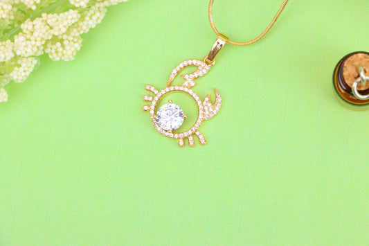 Cancer Zodiac Rose Gold Pendant with Sparkling CZ Stone Center, XPPT1542 (2143-2)