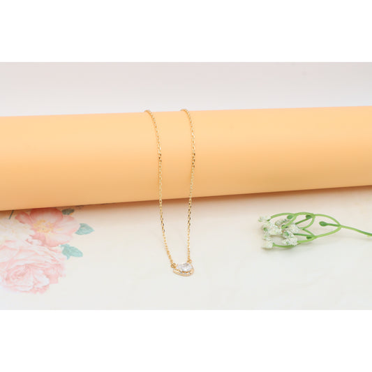 Elegant Rose Gold Necklace with Teardrop CZ Pendant, XPNL0407 (2041-7)