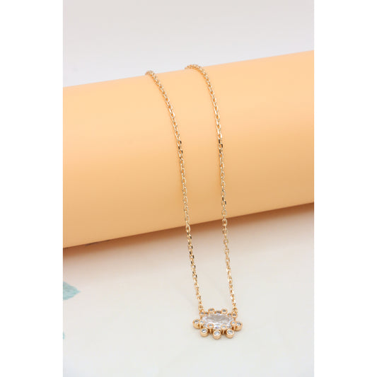 Elegant Rose Gold Necklace with Crystal Sunflower Charm, XPNL0408 (2041-8)