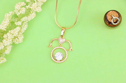 Rose Gold Aries Zodiac Pendant with Shimmering CZ and Horn Motif, XPPT1545 (2143-2)