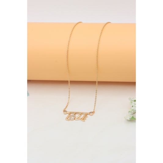 Rose Gold LOVE Necklace with Dainty CZ Charms - Adjustable Chain, XPNL0411 (2042-1)