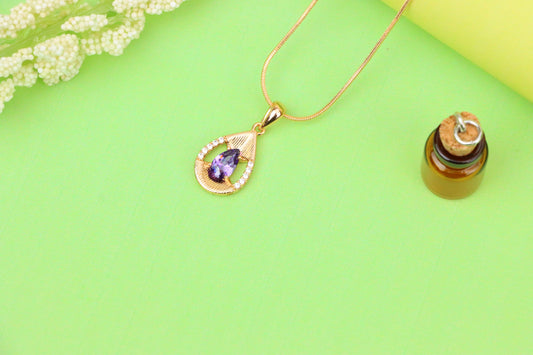 Teardrop Purple Pendant with Dazzling Accents in Gold Finish, XPPT1690 (2164-4)