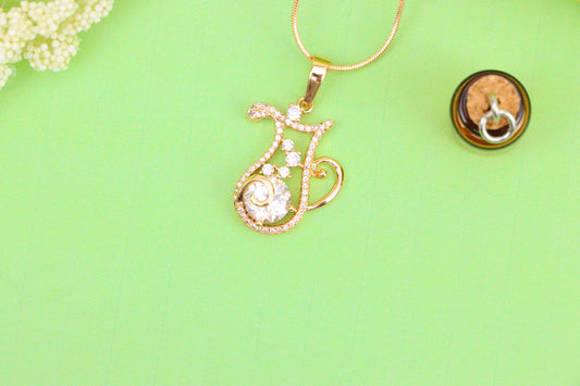 Rose Gold Aquarius Jug Pendant with Sparkling CZ Zodiac Design, XPPT1548 (2143-2)