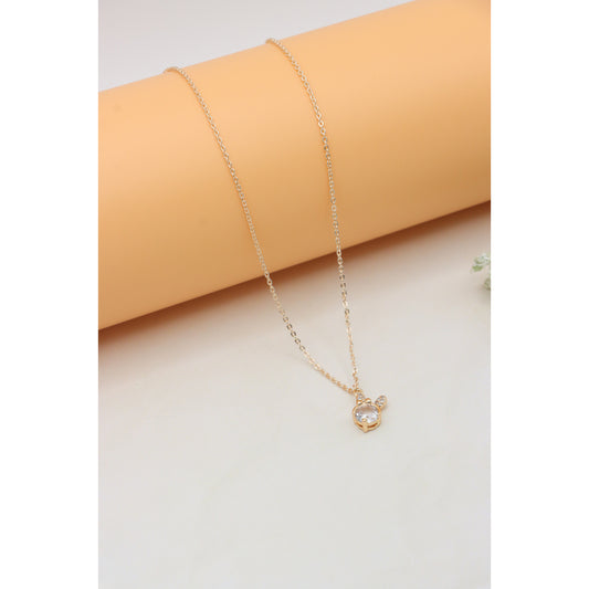 Elegant Rose Gold Necklace with Clear Crystal &amp; Bow Charm, XPNL0413 (2042-3)