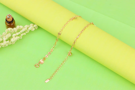 Rose Gold Anklet with Star Charms &amp; Shiny Links, XPAL1170 (2117-9)
