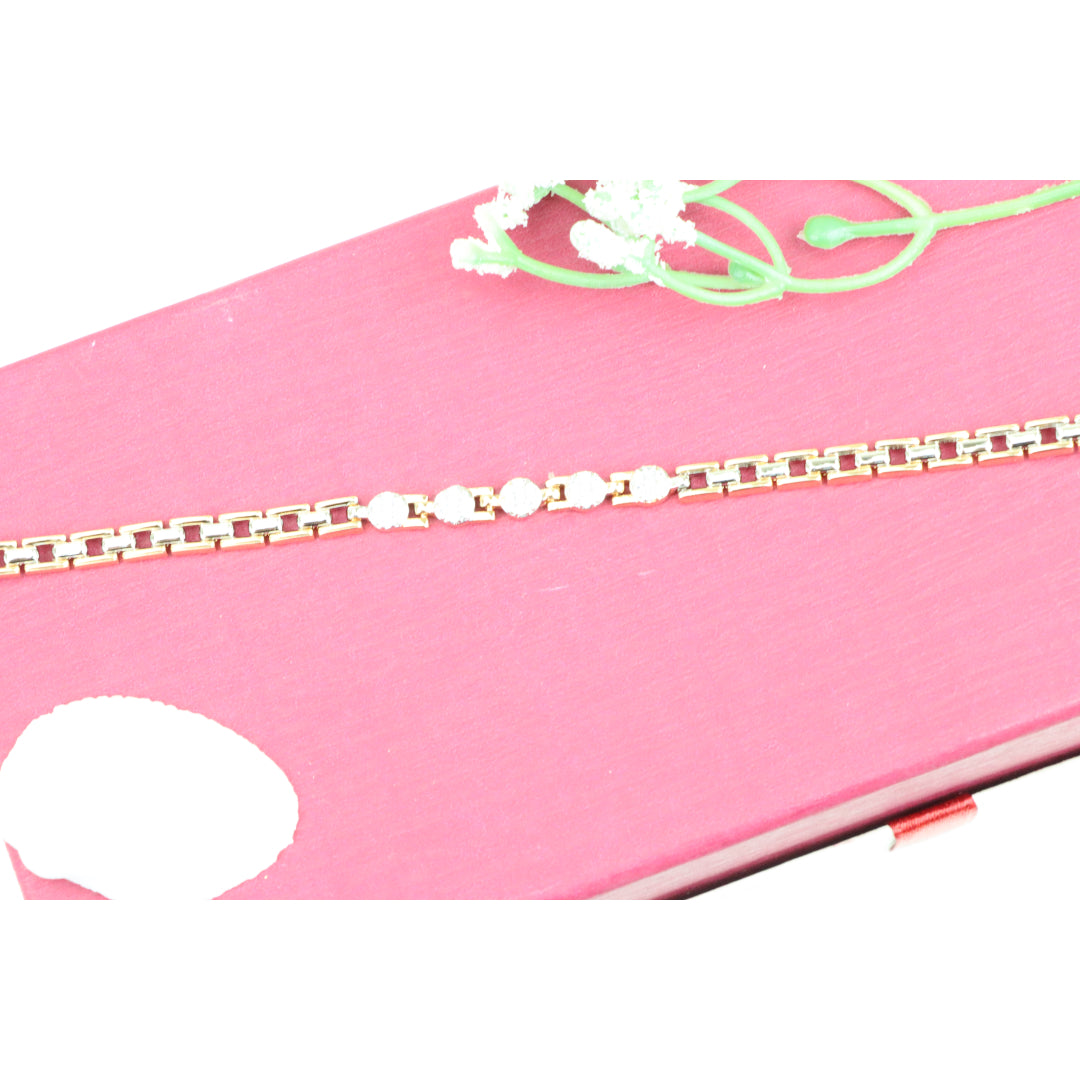 Rose Gold &amp; Silver Dual Tone Sparkle Bracelet with Round CZ, XPBL0850 (2085-9)