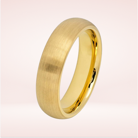 6mm Brushed Gold Tungsten Mens Wedding Band,Gold Domed Band, Brushed Tungsten Carbide,Engagement Ring, Mens Anniversary Gift, Boyfriend Ring
