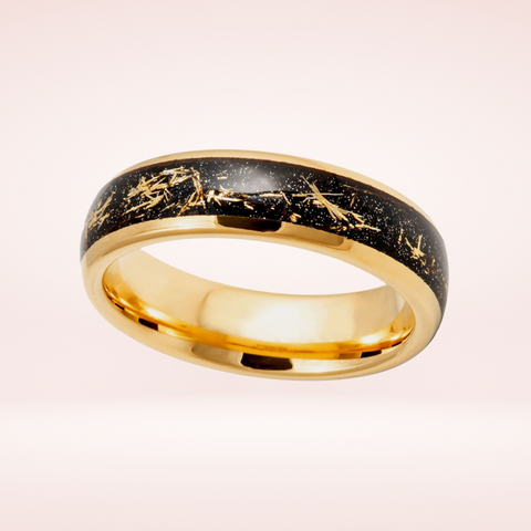 Black Gold Ring Men Wedding Band 6mm Engagement Band Meteorite Ring Tungsten Carbide Man Wedding Ring Black Wedding Band Meteorite Gold Ring
