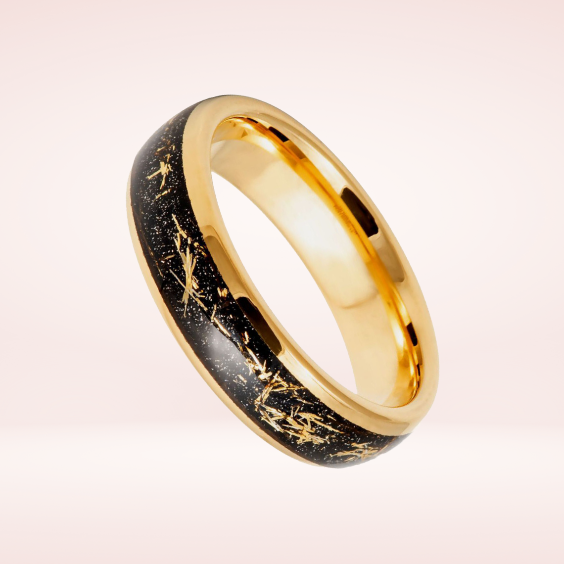 Black Gold Ring Men Wedding Band 6mm Engagement Band Meteorite Ring Tungsten Carbide Man Wedding Ring Black Wedding Band Meteorite Gold Ring